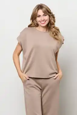 Wehkamp Co Woman wide leg regularwaist casual broek taupe aanbieding