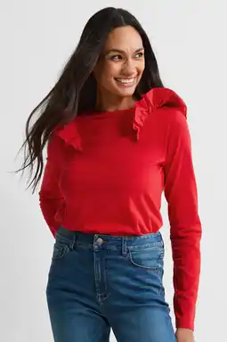 Wehkamp Anytime lonsleeve met ruches rood aanbieding