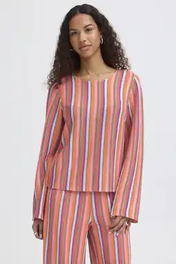 Wehkamp ICHI gestreepte top oranje aanbieding