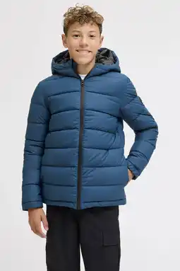 Wehkamp JACK & JONES JUNIOR gewatteerde jas gebreid blauw aanbieding