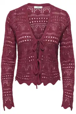 Wehkamp JDY vest fijn gebreid donkerrood aanbieding