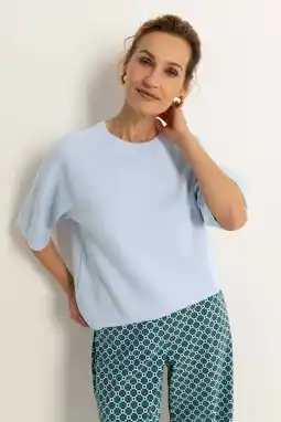 Wehkamp CLAUDIA BY CLAUDIA STRÄTER T-shirt lichtblauw gebreid aanbieding