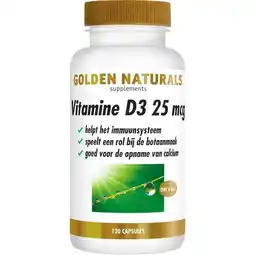 Etos Golden Naturals Vitamine D3 25 MCG Softgel Capsules 120 stuks aanbieding