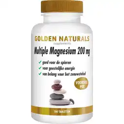 Etos Golden Naturals Multiple Magnesium 200 MG Tabletten 180 stuks aanbieding