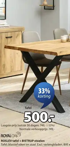 Jysk Royaloak Roslev tafel aanbieding