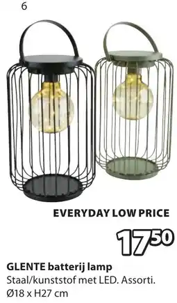 Jysk Glente batterij lamp aanbieding