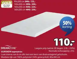Jysk Dreamzone Gursken topmatras aanbieding
