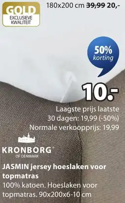 Jysk Kronborg Jasmin jersey hoeslaken voor topmatras aanbieding