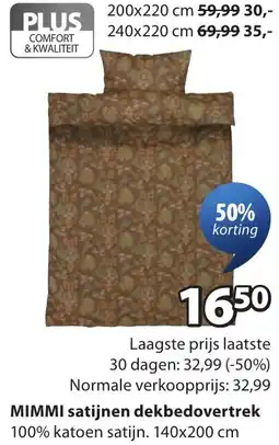 Jysk Mimmi satijnen dekbedovertrek aanbieding