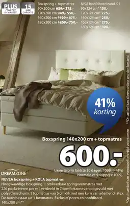Jysk Dreamzone Nevla boxspring + Kola topmatras aanbieding