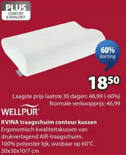 Jysk Wellpur Kvina traagschuim contour kussen aanbieding
