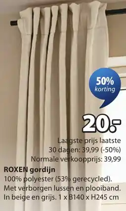 Jysk Roxen gordijn aanbieding