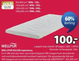 Jysk Wellpur Gulen topmatras aanbieding