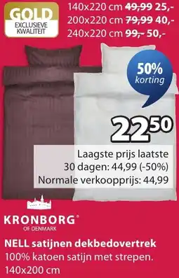 Jysk Kronborg Nell satijnen dekbedovertrek aanbieding
