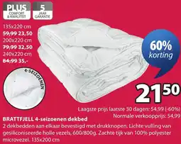 Jysk Brattfjell 4-seizoenen dekbed aanbieding