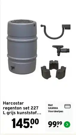 GAMMA Harcostar regenton set 227 L grijs kunststof 60 x 60 x 96 cm aanbieding