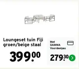 GAMMA Loungeset tuin Fiji groen/beige staal aanbieding