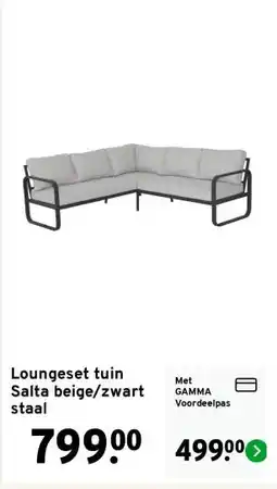 GAMMA Loungeset tuin Salta beige/zwart staal aanbieding