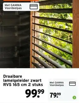 GAMMA Draaibare lamelgeleider zwart RVS 165 cm aanbieding