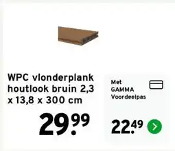 GAMMA WPC vlonderplank houtlook bruin 2,3 x 13,8 x 300 cm aanbieding