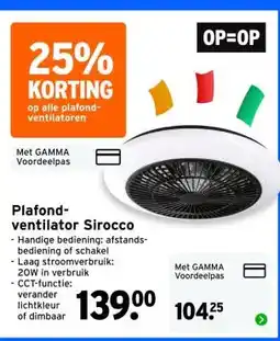 GAMMA Plafond- ventilator Sirocco aanbieding