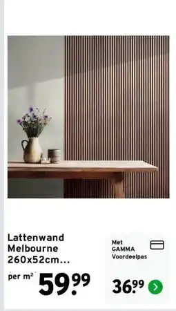 GAMMA Lattenwand Melbourne 260x52cm walnoot, dikte 9,7 mm 2 stuks aanbieding