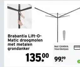 GAMMA Brabantia Lift-O- Matic droogmolen met metalen grondanker aanbieding