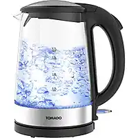 Bol.com Tomado TWK1706G - Glazen waterkoker - 1,7 liter - Blauw LED verlichting - 2200 watt - RVS aanbieding