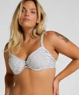Hunkemoller Hunkemöller Voorgevormde Beugel Bikinitop Strepen Wit aanbieding