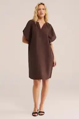 Wehkamp WE Fashion zomerjurk bruin met linnen aanbieding