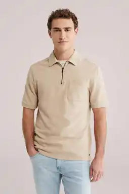 Wehkamp WE Fashion regular polo gebreid beige aanbieding