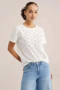 Wehkamp WE Fashion T-shirt broderie wit aanbieding