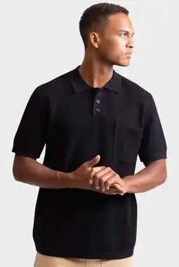 Wehkamp Redefined Rebel oversized gebreide polo - zwart aanbieding