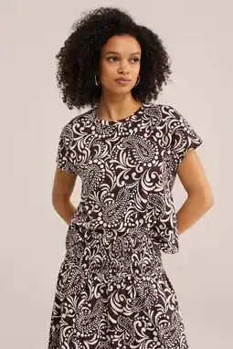 Wehkamp WE Fashion T-shirt met paisley print bruin aanbieding