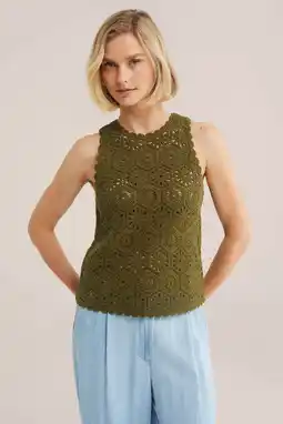 Wehkamp WE Fashion top crochet groen aanbieding