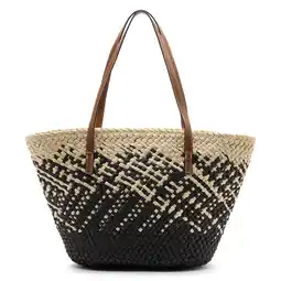 Wehkamp Manfield raffia shopper beige/zwart aanbieding