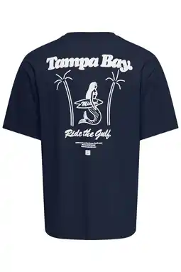 Wehkamp ONLY & SONS relaxed T-shirt met backprint donkerblauw aanbieding