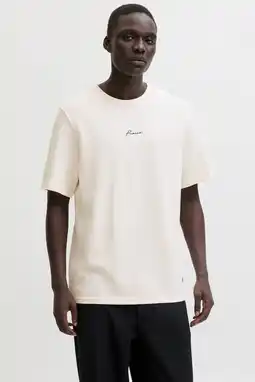 Wehkamp JACK & JONES PREMIUM regular T-shirt met textuur ecru aanbieding