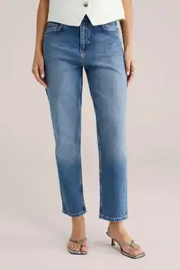 Wehkamp WE Fashion Blue Ridge highwaist regular fit jeans medium blue denim aanbieding