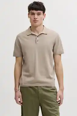 Wehkamp JACK & JONES regular polo beige gebreid aanbieding