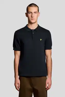 Wehkamp Lyle & Scott regular polo fijn gebreid donkerblauw aanbieding