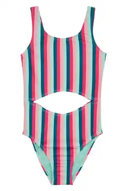 Wehkamp WE Fashion cut-out badpak roze/groen aanbieding