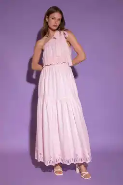 Wehkamp AMAYA Amsterdam maxi jurk broderie lichtroze aanbieding