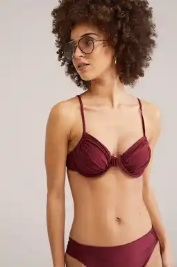 Wehkamp WE Fashion voorgevormde beugel bikinitop donkerrood aanbieding
