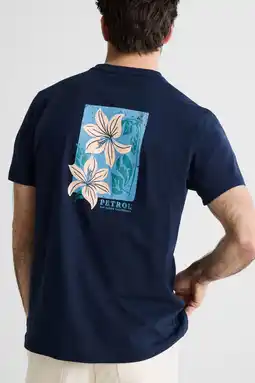 Wehkamp Petrol Industries regular T-shirt met backprint donkerblauw aanbieding