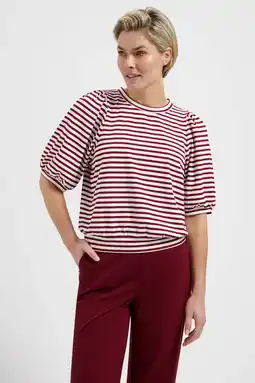 Wehkamp Lady Day gestreepte top donkerrood aanbieding