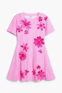 Wehkamp Desigual gebloemde A-lijn jurk roze aanbieding