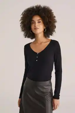 Wehkamp WE Fashion T-shirt geribbeld zwart aanbieding