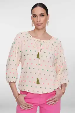 Wehkamp Geisha top met stippen ecru aanbieding