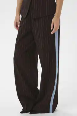 Wehkamp Saint Tropez highwaist casual broek met krijtstreep donkerbruin aanbieding